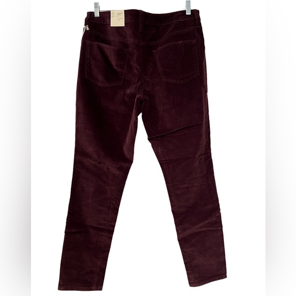High Rise Cotton Velour Jean Style Pants Size 14 Burgundy ~ Universal Threa… - Picture 2 of 5